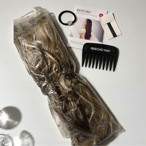 REECHO Clip-In Hair Extensions 4PCS Synthetic Wavy Highlights Blonde Ash New Box